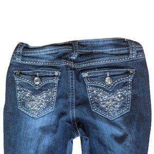 Emblelished Blue Jeans with Slight Flare Size 7